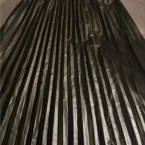 Oak and Fort Vegan Leather Pleated Maxi Skirt - Khaki